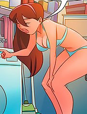 The Naughty Home – Naked and sweaty – What a bitch, fantasizing on top of the washing machine